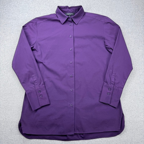 Lafayette 148 New York Tops - Lafayette 148 Luisa Purple Stretch Cotton Long Tunic Shirt Women's P Petite